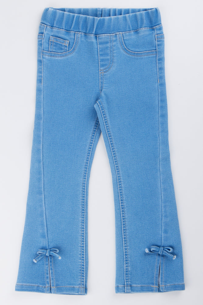 Blue Bow Detail Flare Jegging