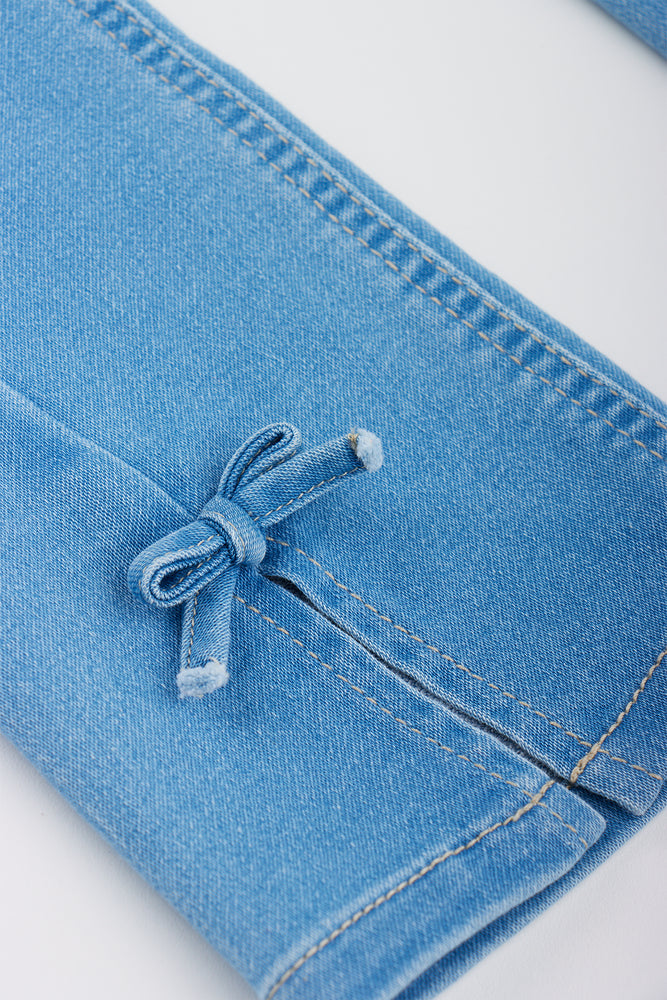 Blue Bow Detail Flare Jegging (1)
