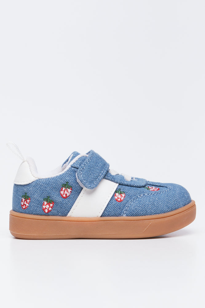 Denim Strawberry Print Sneakers (1)