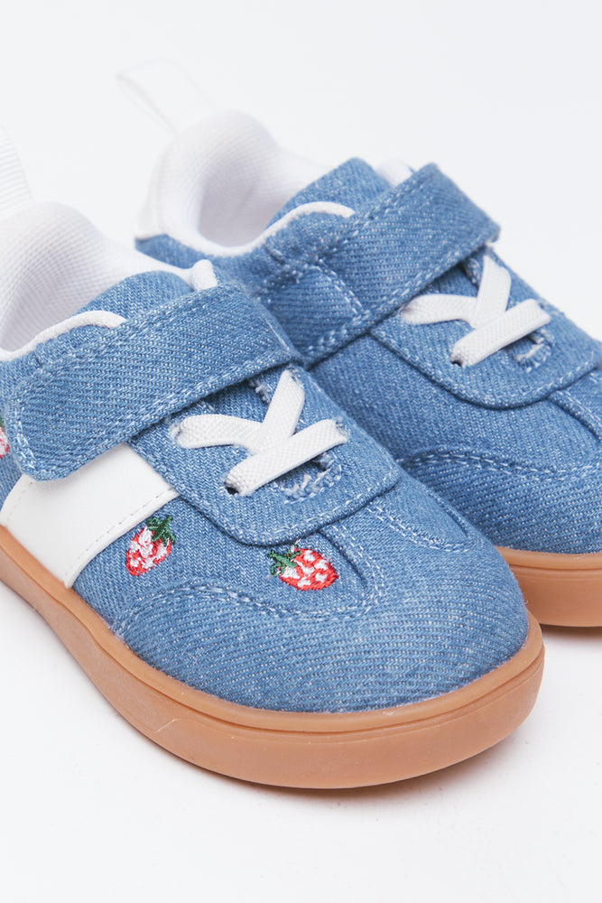 Denim Strawberry Print Sneakers (2)