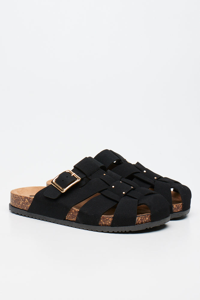 Black Fisherman Mule Sandals