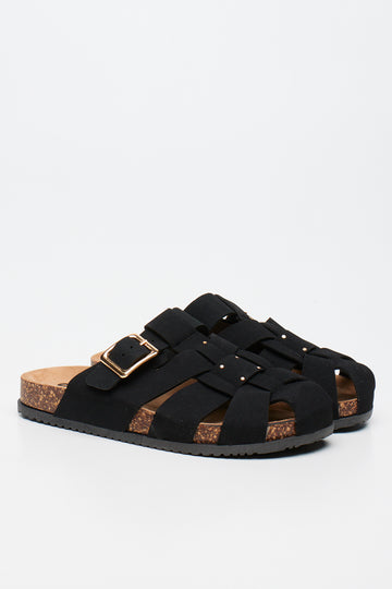 Black Fisherman Mule Sandals