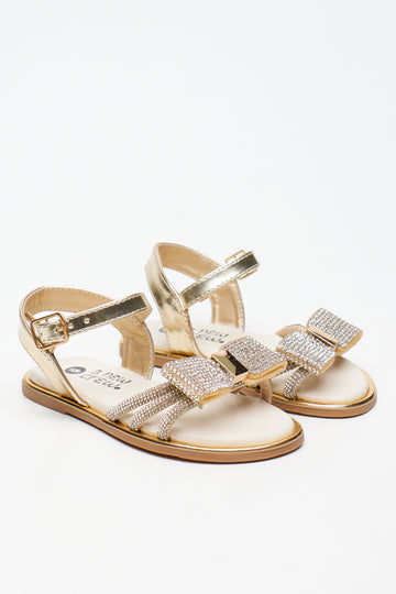 Gold Diamante Bow Sandals