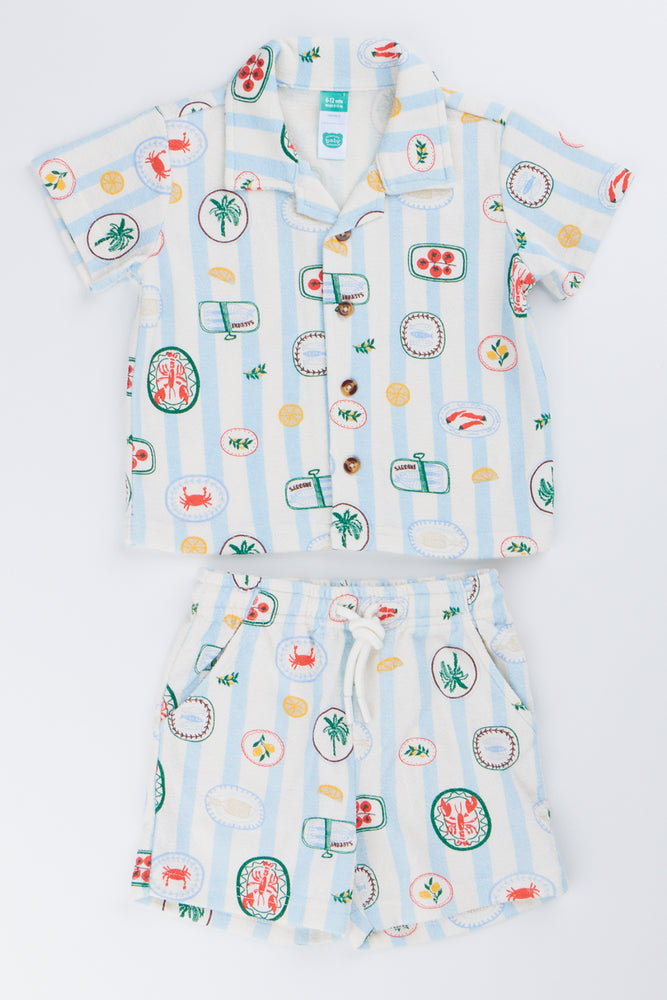 Striped Toweling Short Set