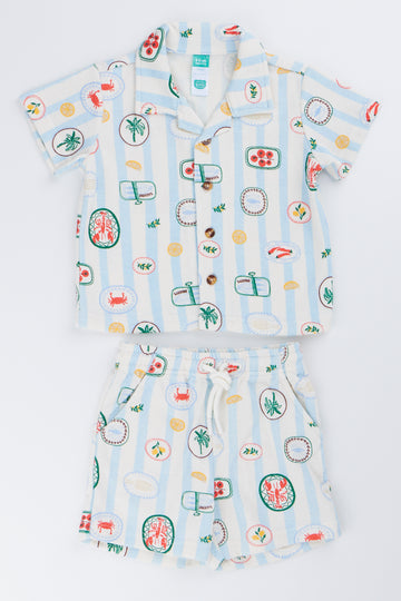 Striped Toweling Short Set