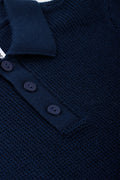 Navy Knitted Short Sleeve Golfer (1)