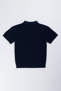 Navy Knitted Short Sleeve Golfer (2)