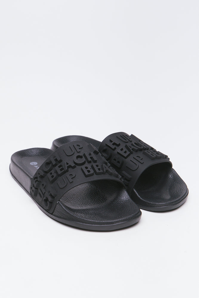 Black 3D Lettering Rubber Slides