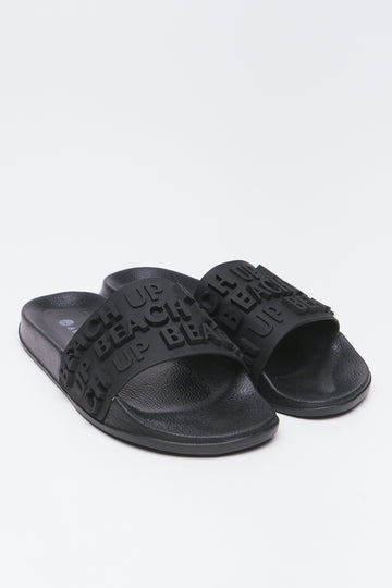 Black 3D Lettering Rubber Slides