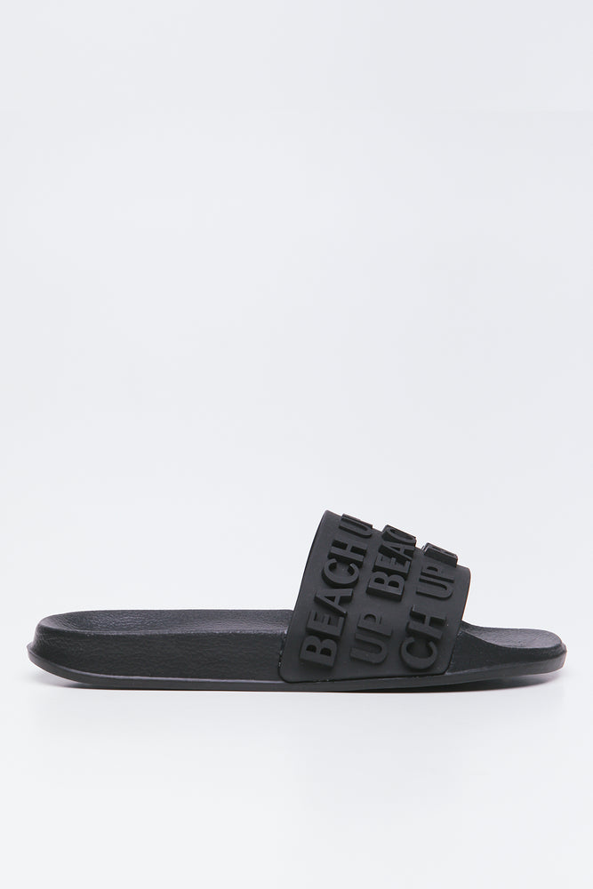 Black 3D Lettering Rubber Slides (1)