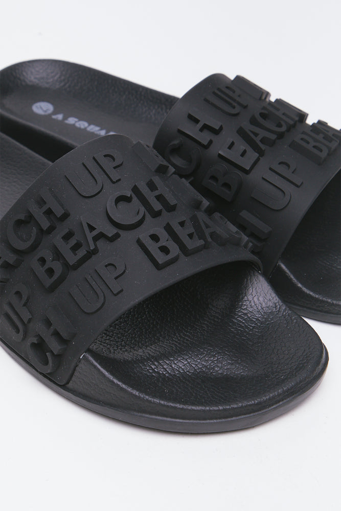 Black 3D Lettering Rubber Slides (2)