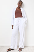 White Lightweight Linen Blend Pants