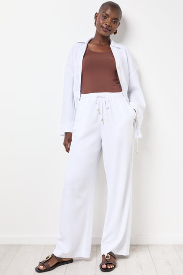 White Lightweight Linen Blend Pants