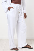 White Lightweight Linen Blend Pants (1)