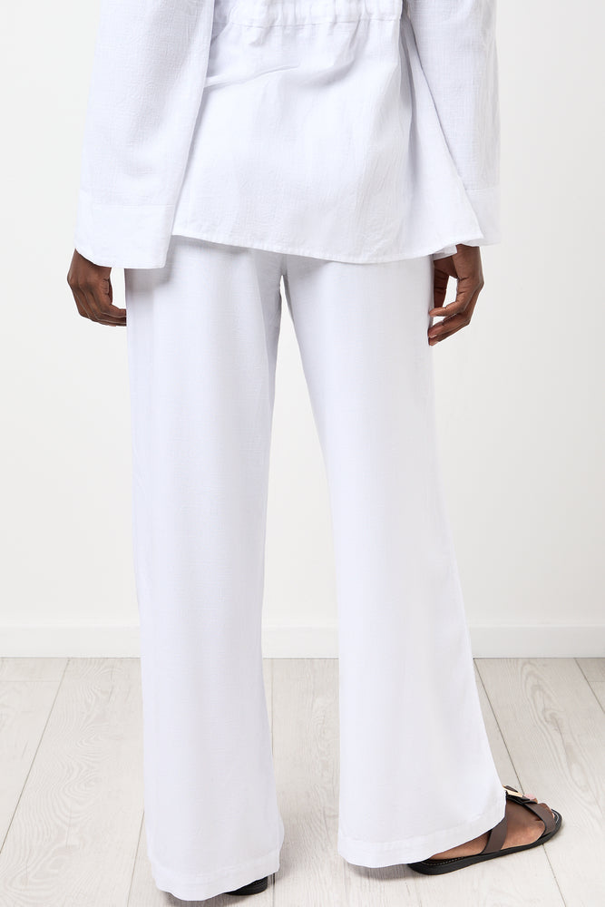White Lightweight Linen Blend Pants (2)