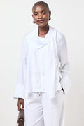 White Long Sleeve Scarf Blouse