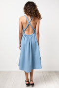 Strappy Cross Back Denim Dress