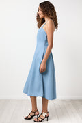 Strappy Cross Back Denim Dress (2)