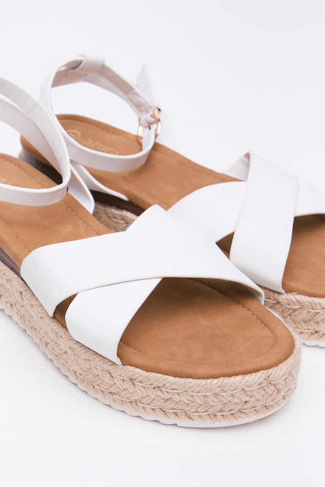 White Criss Cross Espadrille Wedges (2)