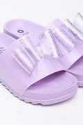 Lilac Glitter Bow Jelly Slides (2)
