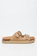 Taupe Rope Trim Double Strap Sandals (1)