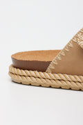 Taupe Rope Trim Double Strap Sandals (3)