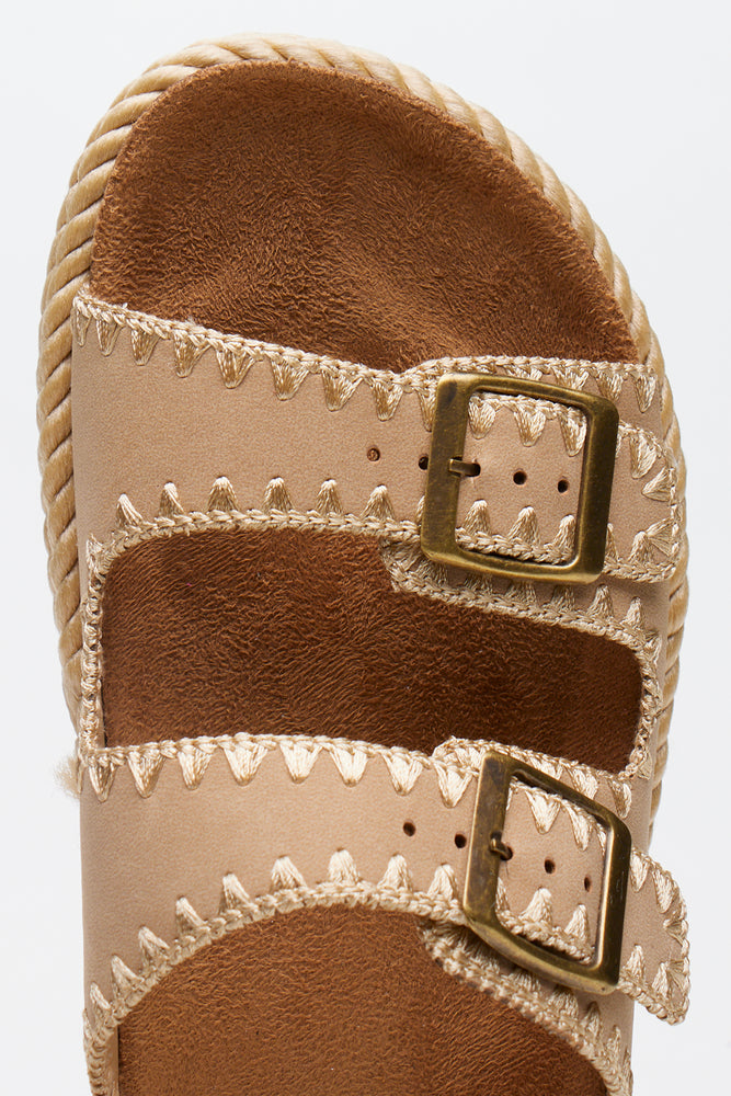 Taupe Rope Trim Double Strap Sandals (4)