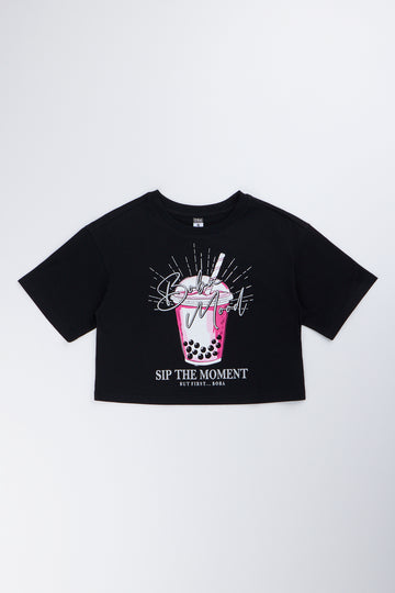 Black Boba Graphic Boxy T-Shirt
