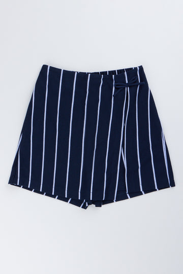 Navy White Striped Bow Skort