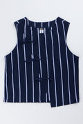 Navy Striped Shell Top With Bows