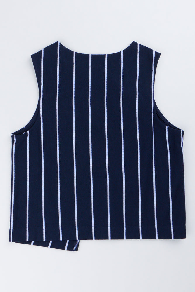 Navy Striped Shell Top With Bows (2)