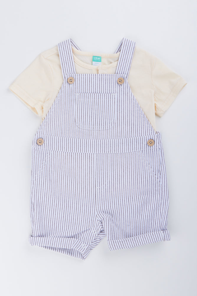 Striped Seersucker Dungaree T-Shirt Set