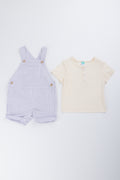 Striped Seersucker Dungaree T-Shirt Set (3)