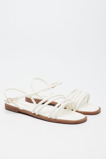 White Strappy Flat Sandals