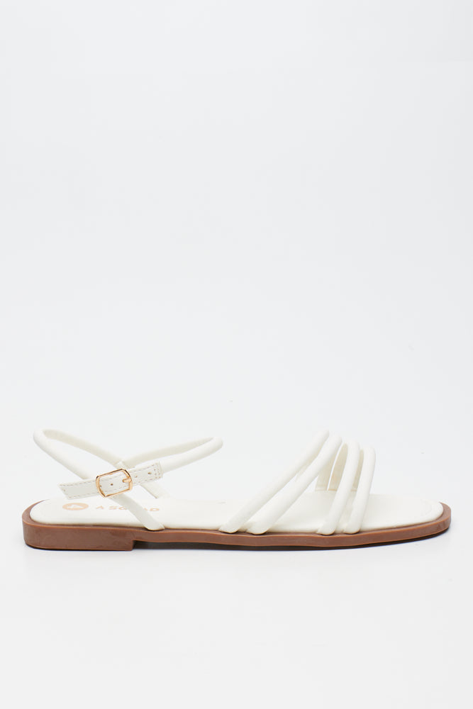White Strappy Flat Sandals (1)