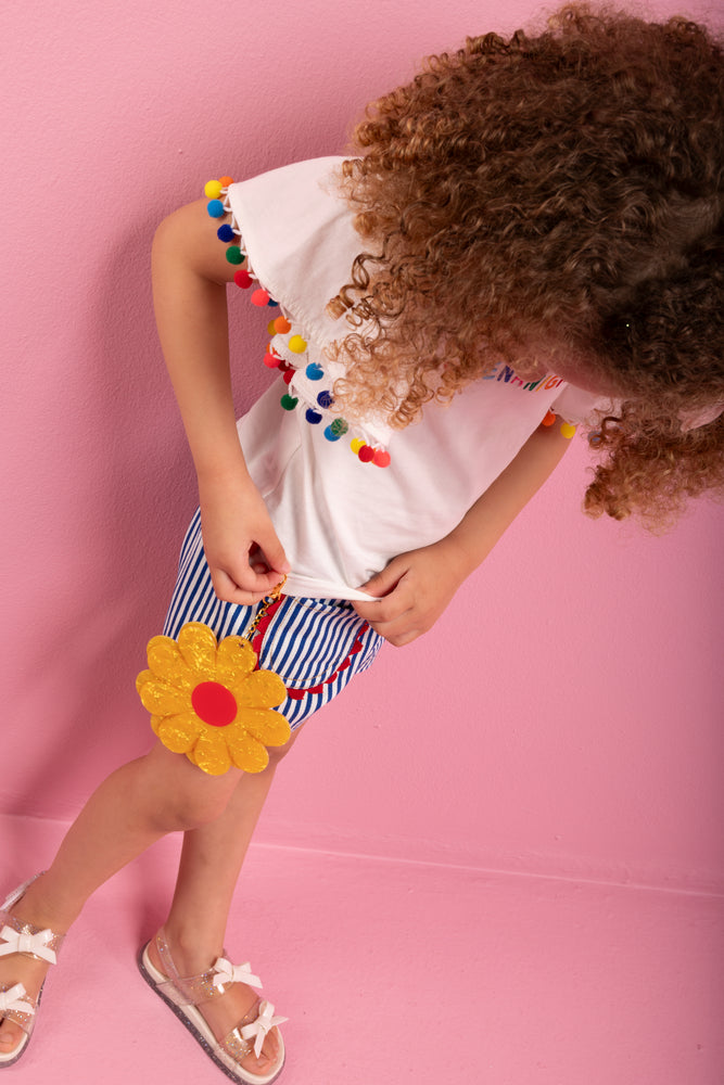 ME&B Striped Denim Pom Pom Shorts (2)