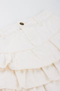 ME&B Cream Ruffled Denim Mini Skirt (1)