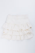 ME&B Cream Ruffled Denim Mini Skirt (2)