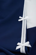 Navy Wide-Leg Pants With Bows (1)