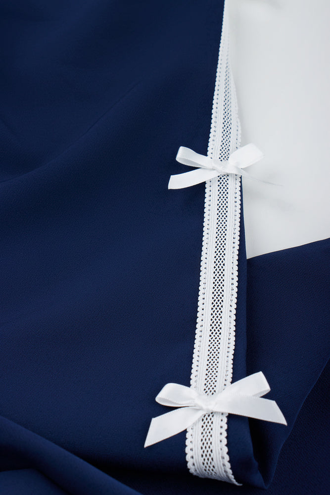 Navy Wide-Leg Pants With Bows (1)