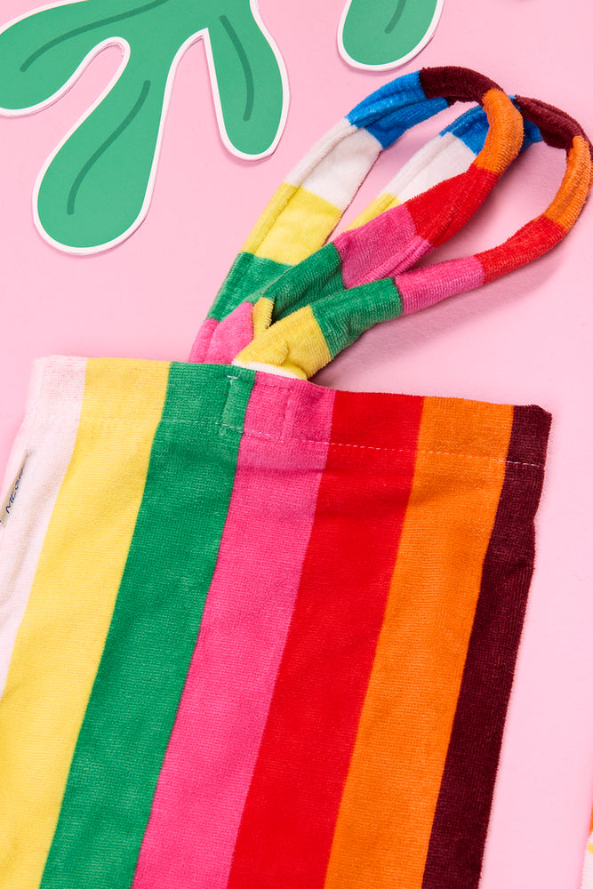 ME&B Bright Striped Terry Cloth Tote With Towel (1)