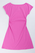 Pink Side Ruched Aline Dress (2)