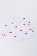 White Cherry Print Woven Shorts