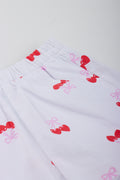 White Cherry Print Woven Shorts (1)