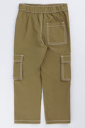 Olive Contrast Stitch Cargo Pants (2)