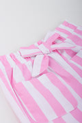 Pink Striped Woven Cotton Shorts (1)