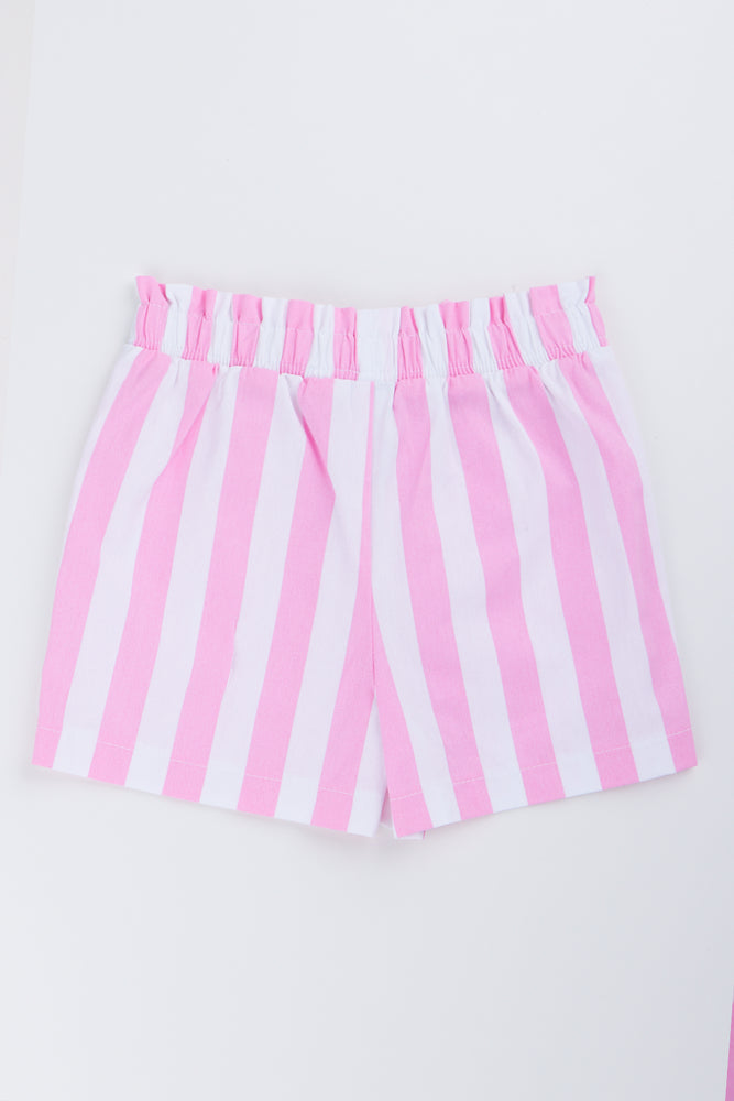 Pink Striped Woven Cotton Shorts (2)