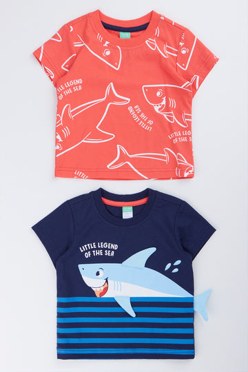 2 Pack Shark Print T-Shirt