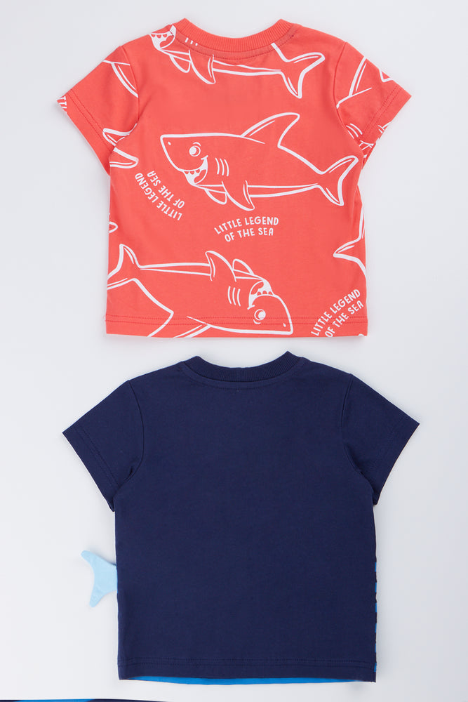 2 Pack Shark Print T-Shirt (2)
