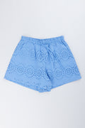Blue Eyelet Woven Shorts
